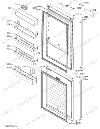 Взрыв-схема холодильника Husqvarna Electrolux QRT4661W - Схема узла Door 003